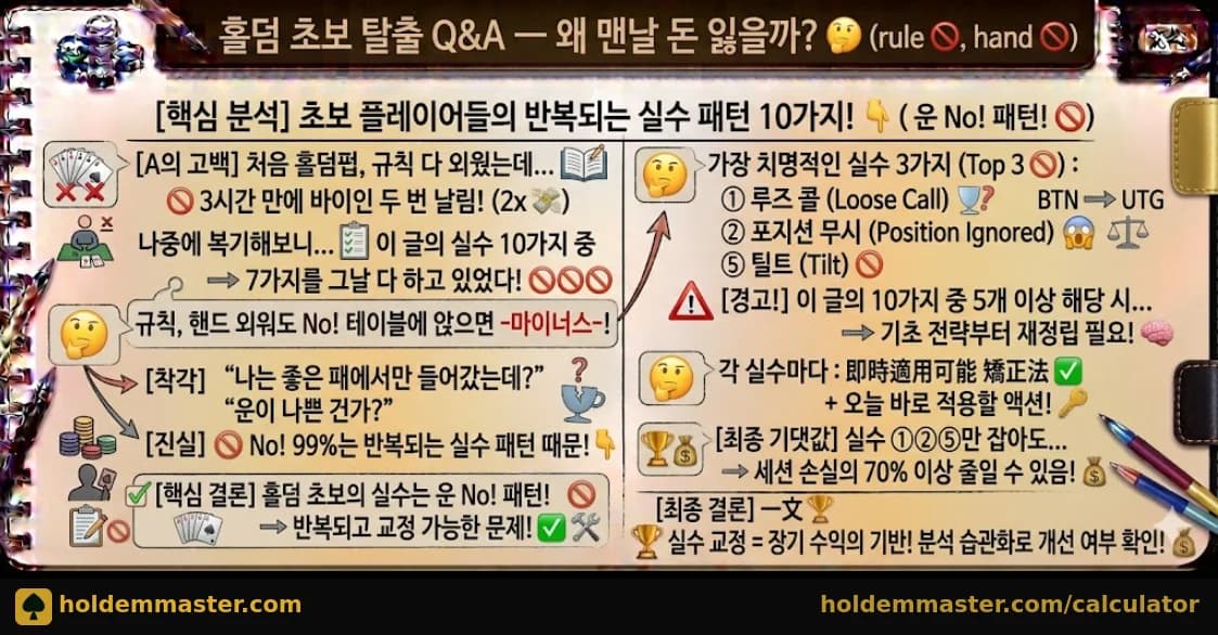 홀덤 초보 탈출 Q&A — 왜 맨날 돈 잃을까 핵심 분석 카드