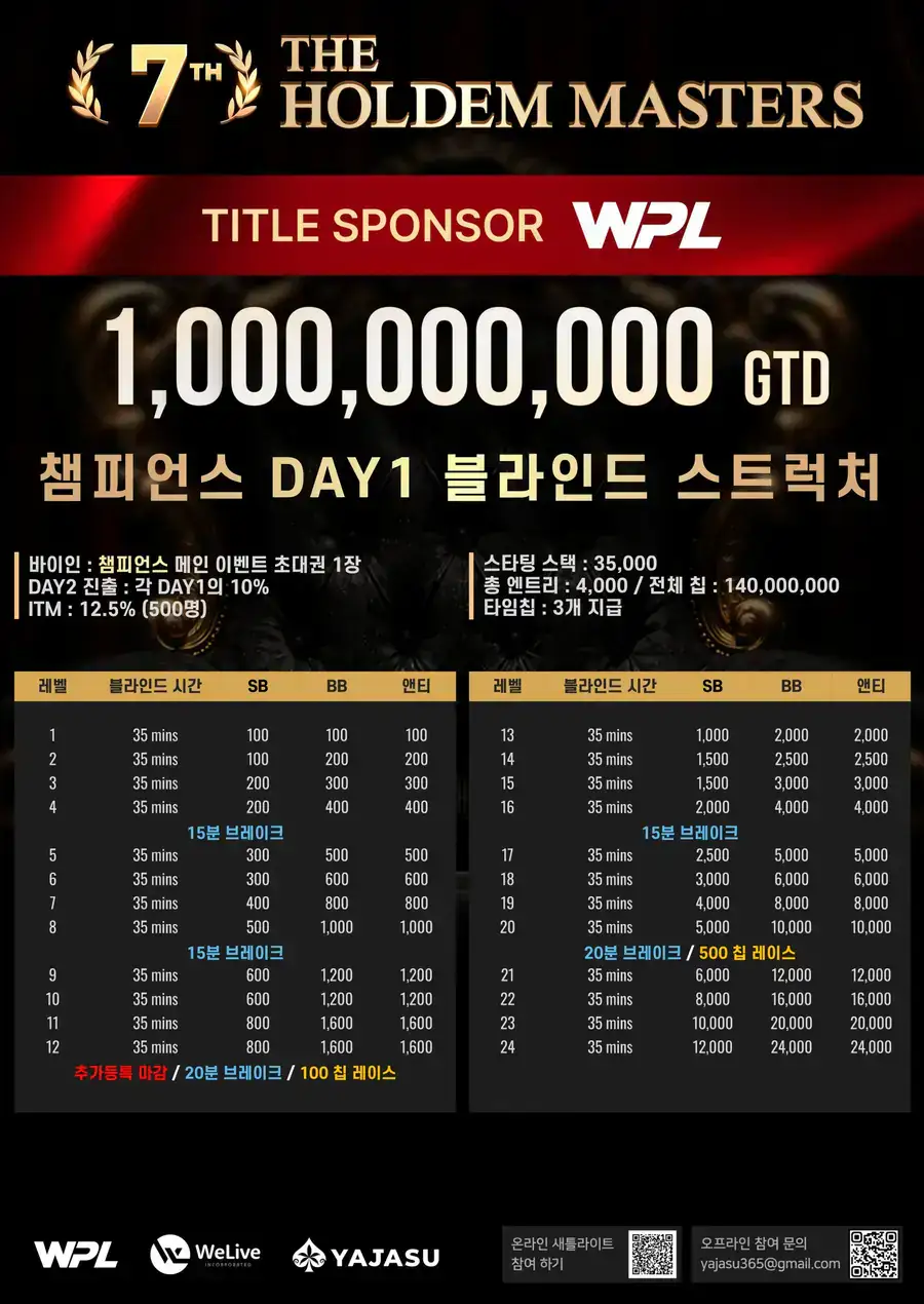 WPL 제7회 홀덤 마스터스 공식 일정표 7