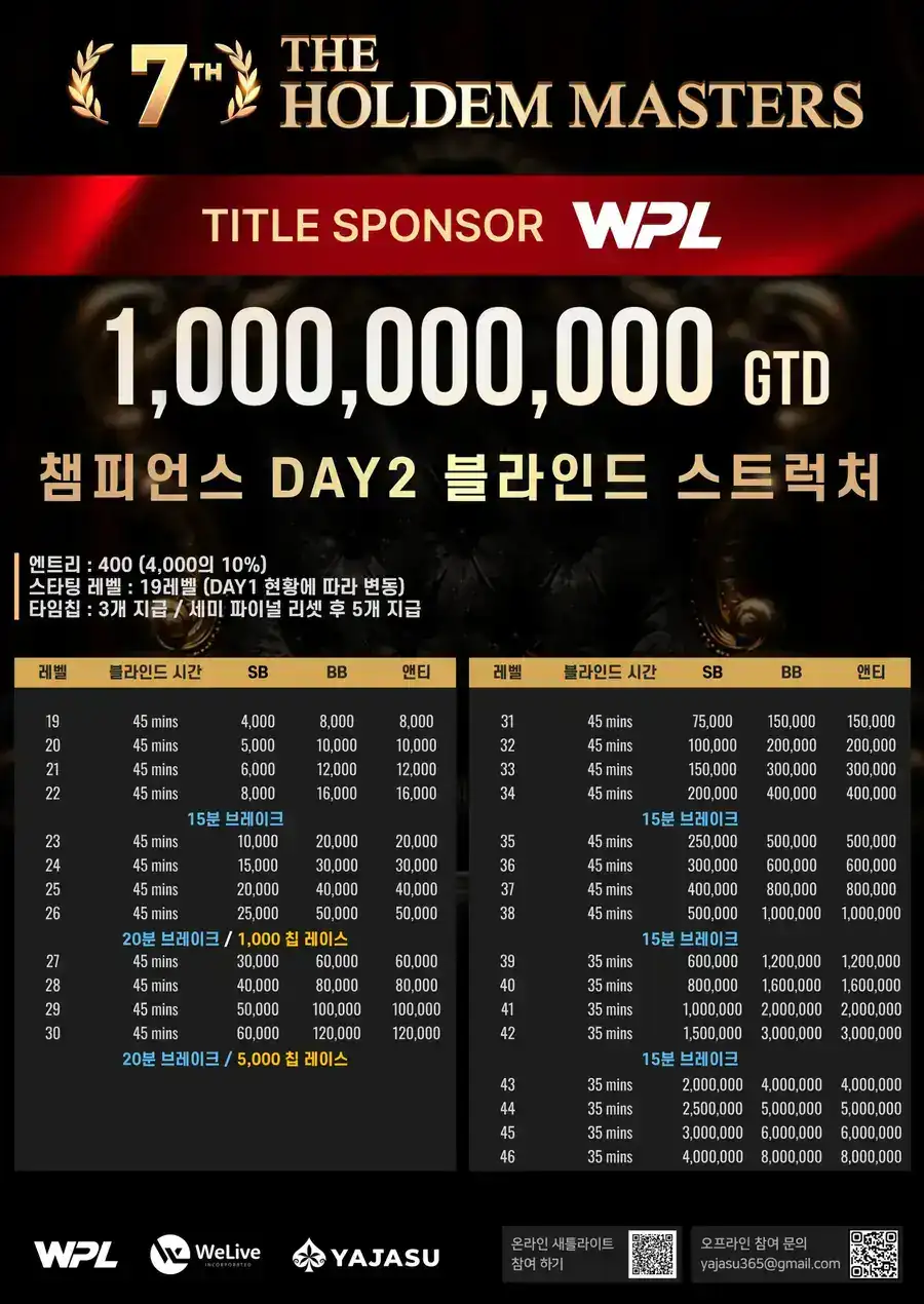 WPL 제7회 홀덤 마스터스 공식 일정표 8