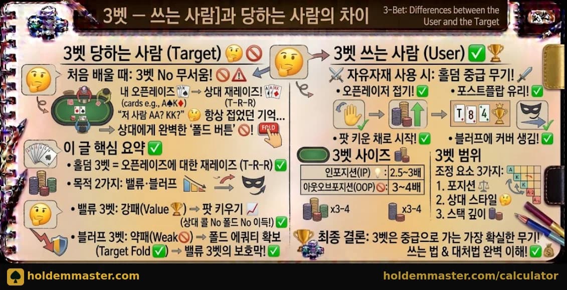 홀덤 3벳 — 쓰는 사람과 당하는 사람의 차이 한눈에 정리