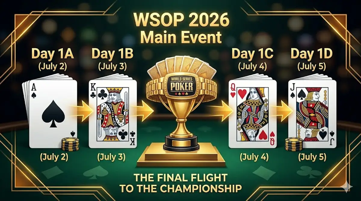 WSOP 2026 메인이벤트 플라이트 일정표 — July 2~5 라스베이거스 Paris Horseshoe