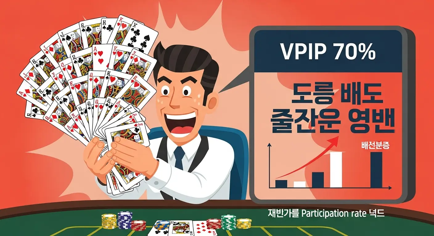 홀덤 초보가 너무 많은 핸드에 참여하는 상황