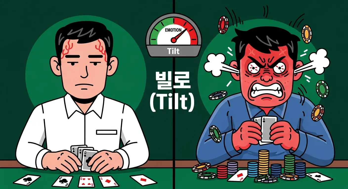 배드 비트 후 틸트에 빠진 홀덤 플레이어