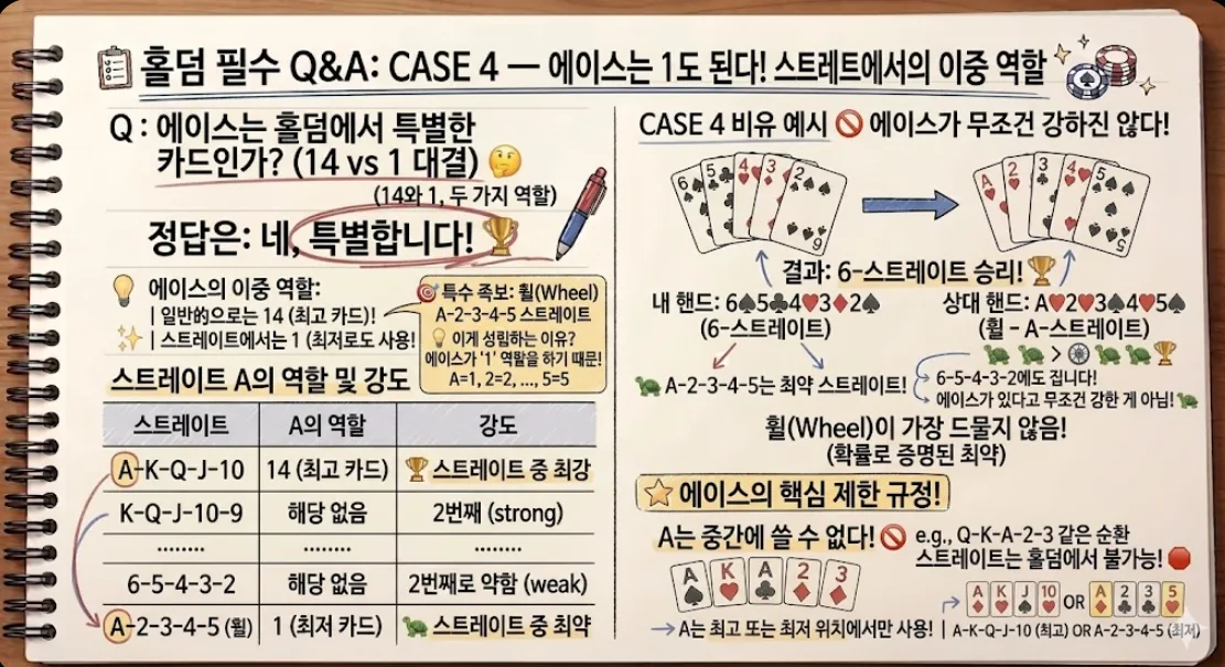 에이스 스트레이트 이중 역할 Q&A 카드 — 휠 스트레이트 완전 이해