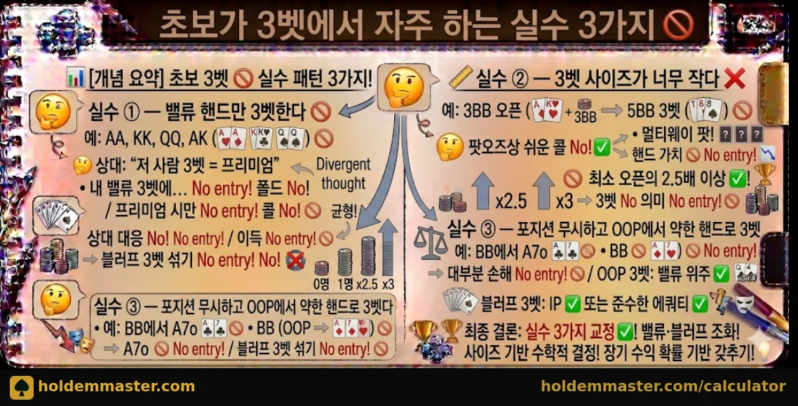 초보가 3벳에서 자주 하는 실수 3가지 완전 정리