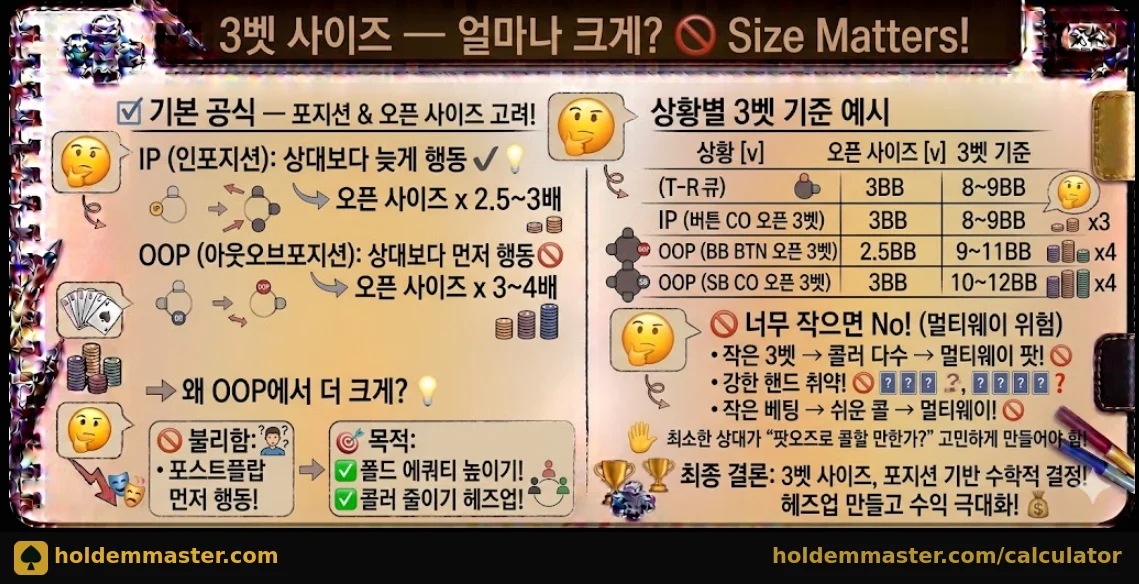 3벳 사이즈 — 포지션별 기준 공식 완전 정리