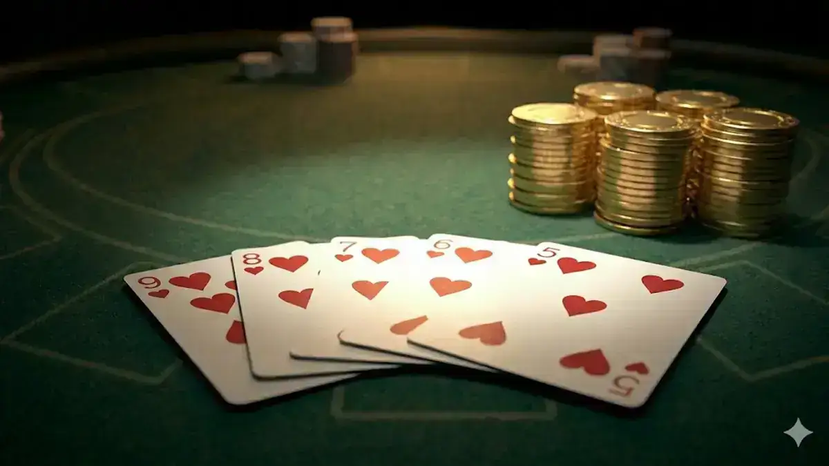 9♥ 8♥ 7♥ 6♥ 5♥——ハートのストレートフラッシュ、ポーカーで第2位の役