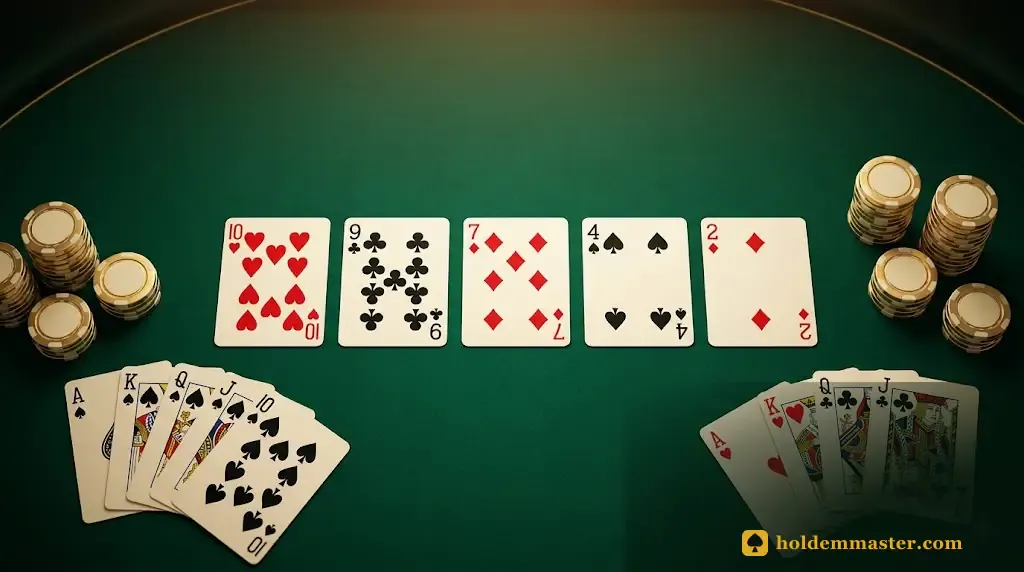 Showdown poker — membandingkan lima kartu terbaik dua pemain