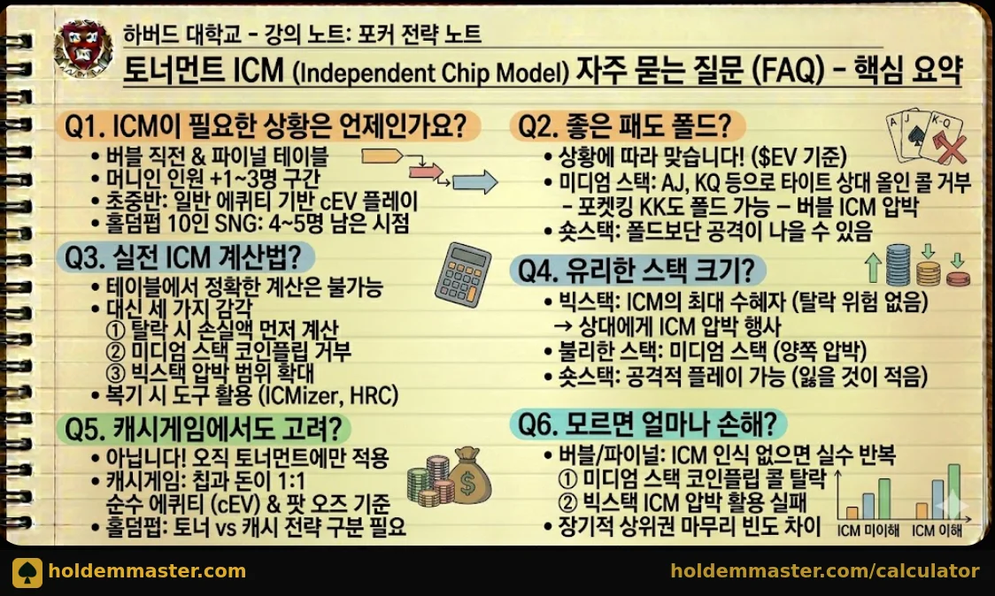 토너먼트 ICM 자주 묻는 질문 FAQ 핵심 요약 인포그래픽